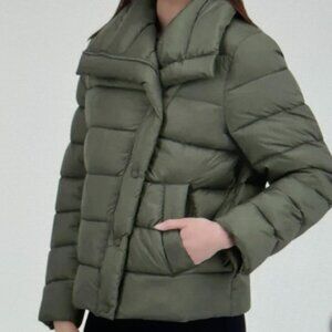 Tahari Ladies' Asymmetrical Puffer Jacket, Green NEW WITH TAGS
